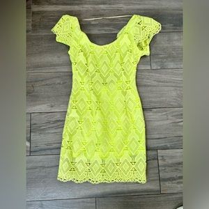 Lime green summer cocktail dress